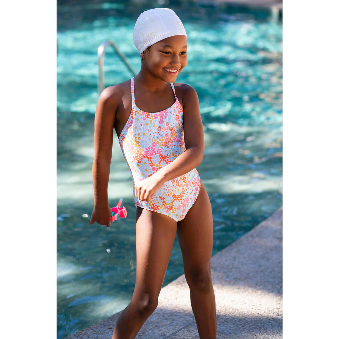 Gorro de Natación tela niños revestido silicona  Blanco estampado estrellas - Image 18