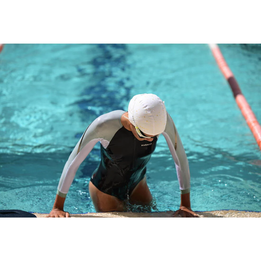 Gorro de Natación tela niños revestido silicona  Blanco estampado estrellas - Image 26