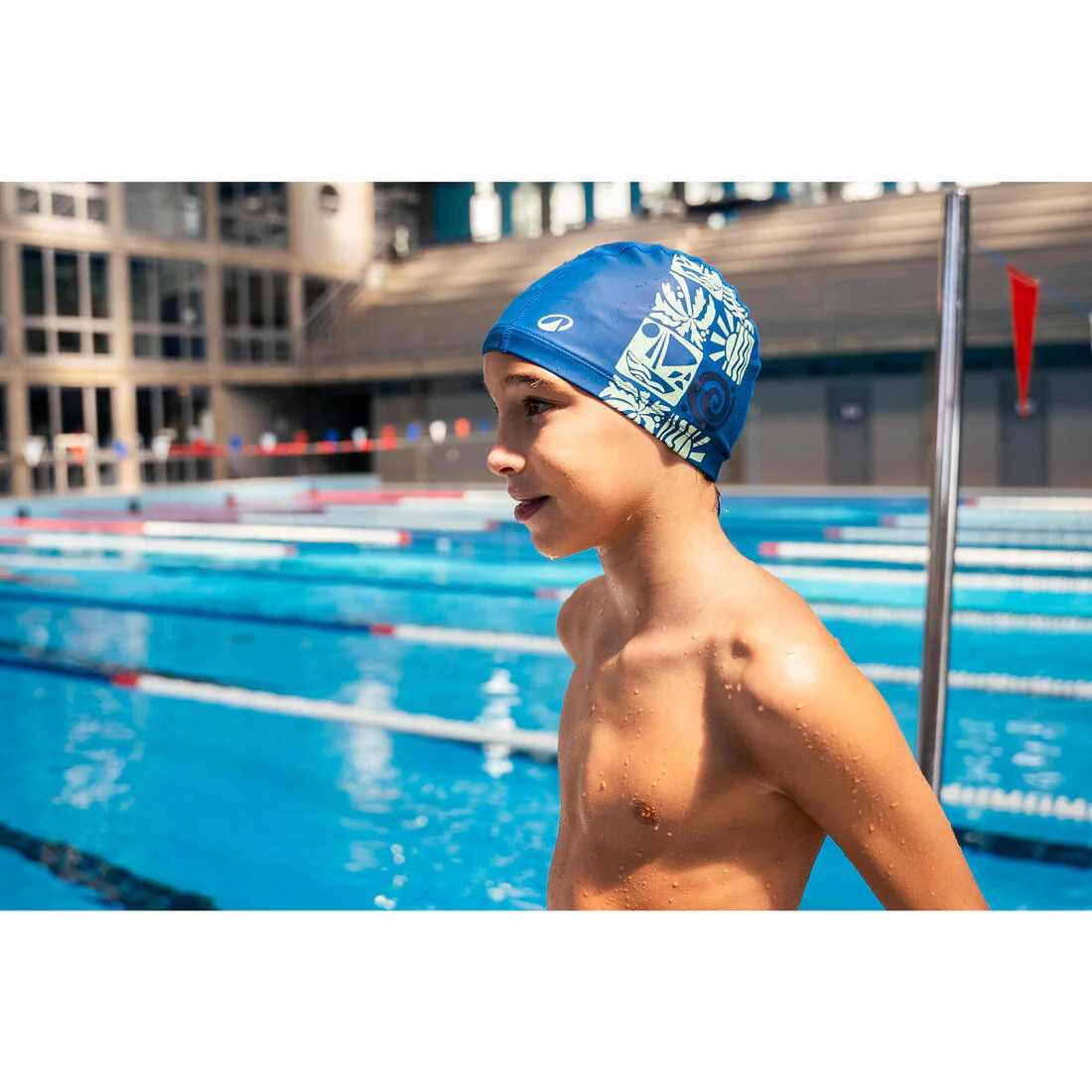Gorro de Natación tela niños revestido silicona  Blanco estampado estrellas - Image 7