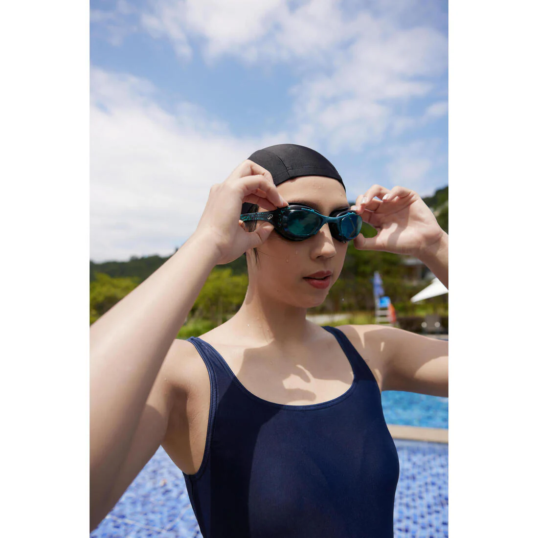 Gorro natación adulto tela revestido silicona negro Talla L - Image 5