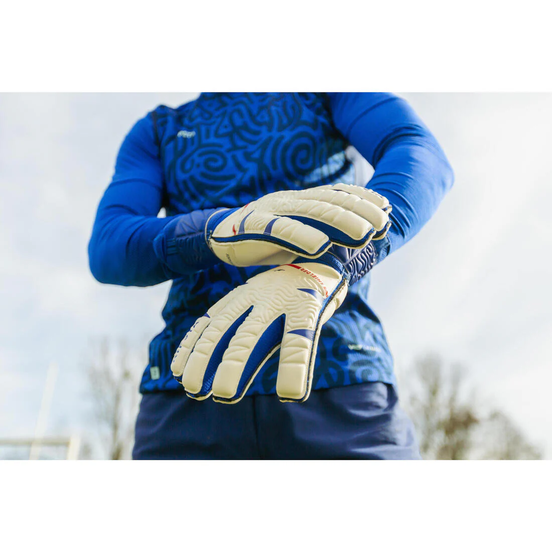 Guantes de portero F500 Viralto Shielder blanco/azul Adulto - Image 14