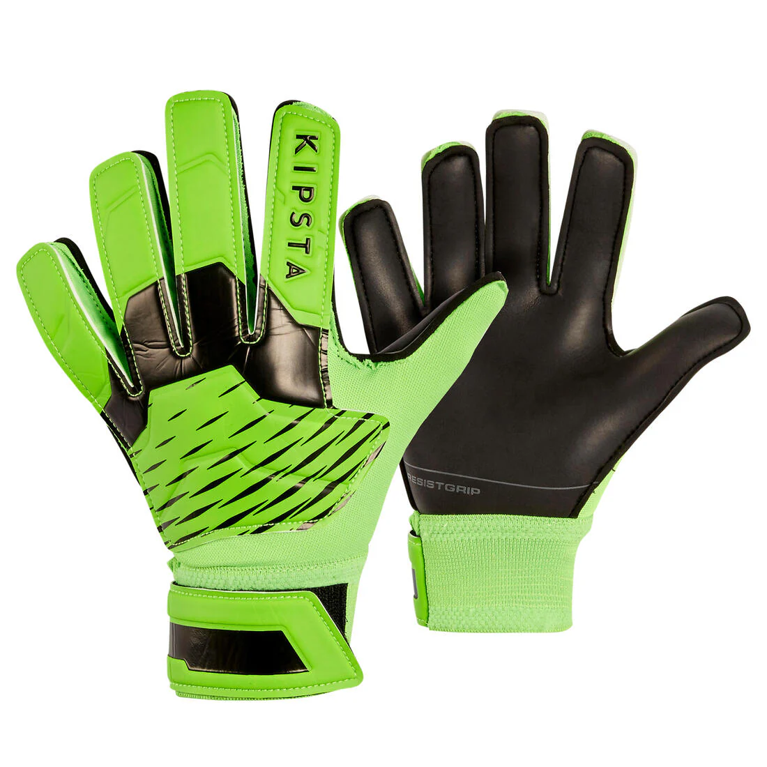 Guantes de Portero Kipsta F100 RESIST niños verde negro