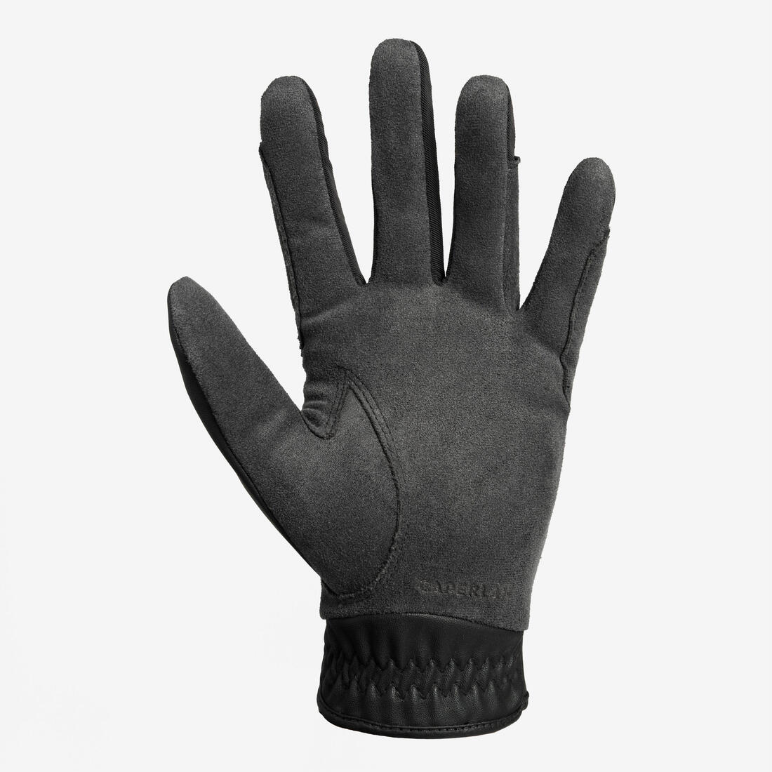 Guantes equitación fouganza 500 niños negro y gris - Image 2