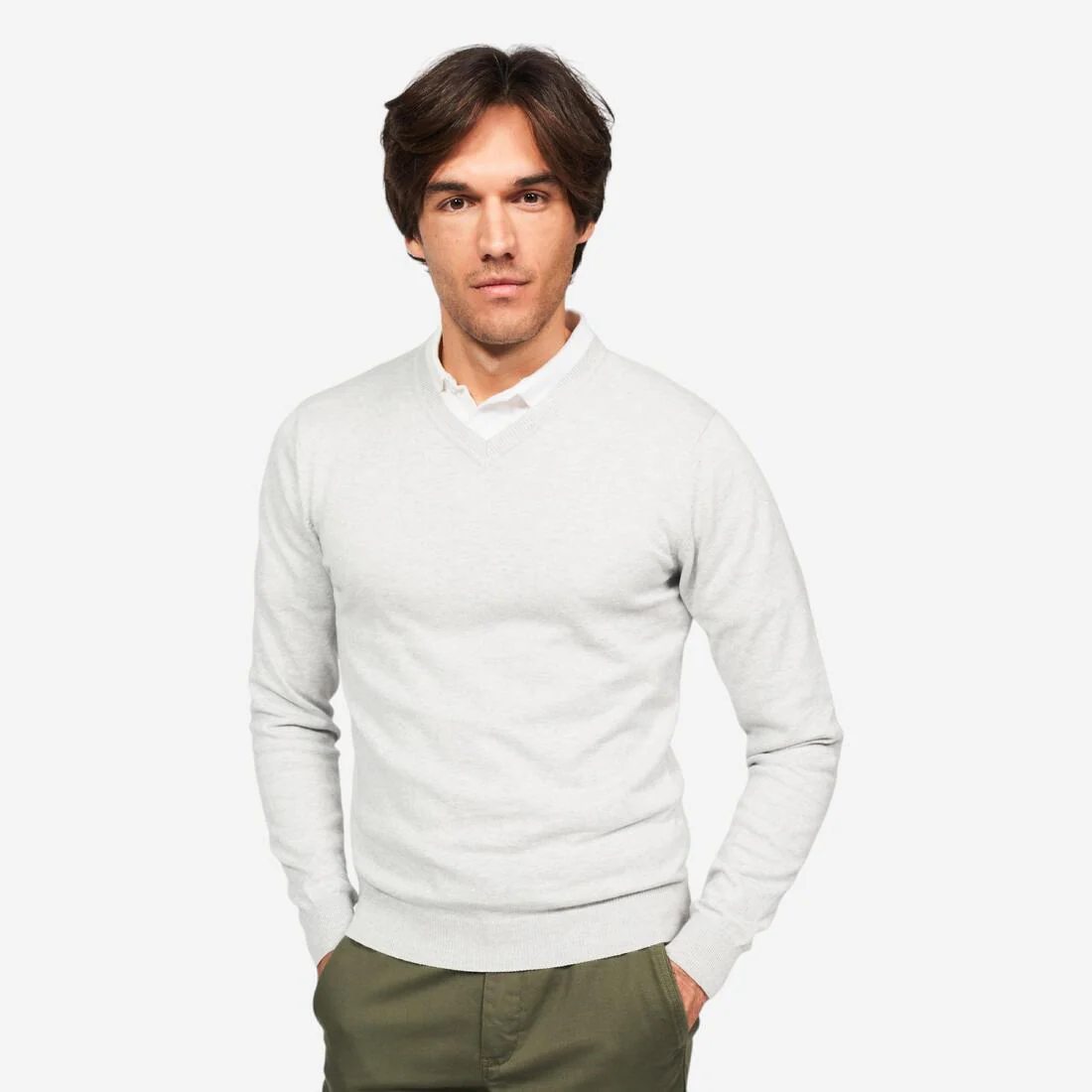 Jersey de golf 100 % algodón cuello en V hombre, MW100
