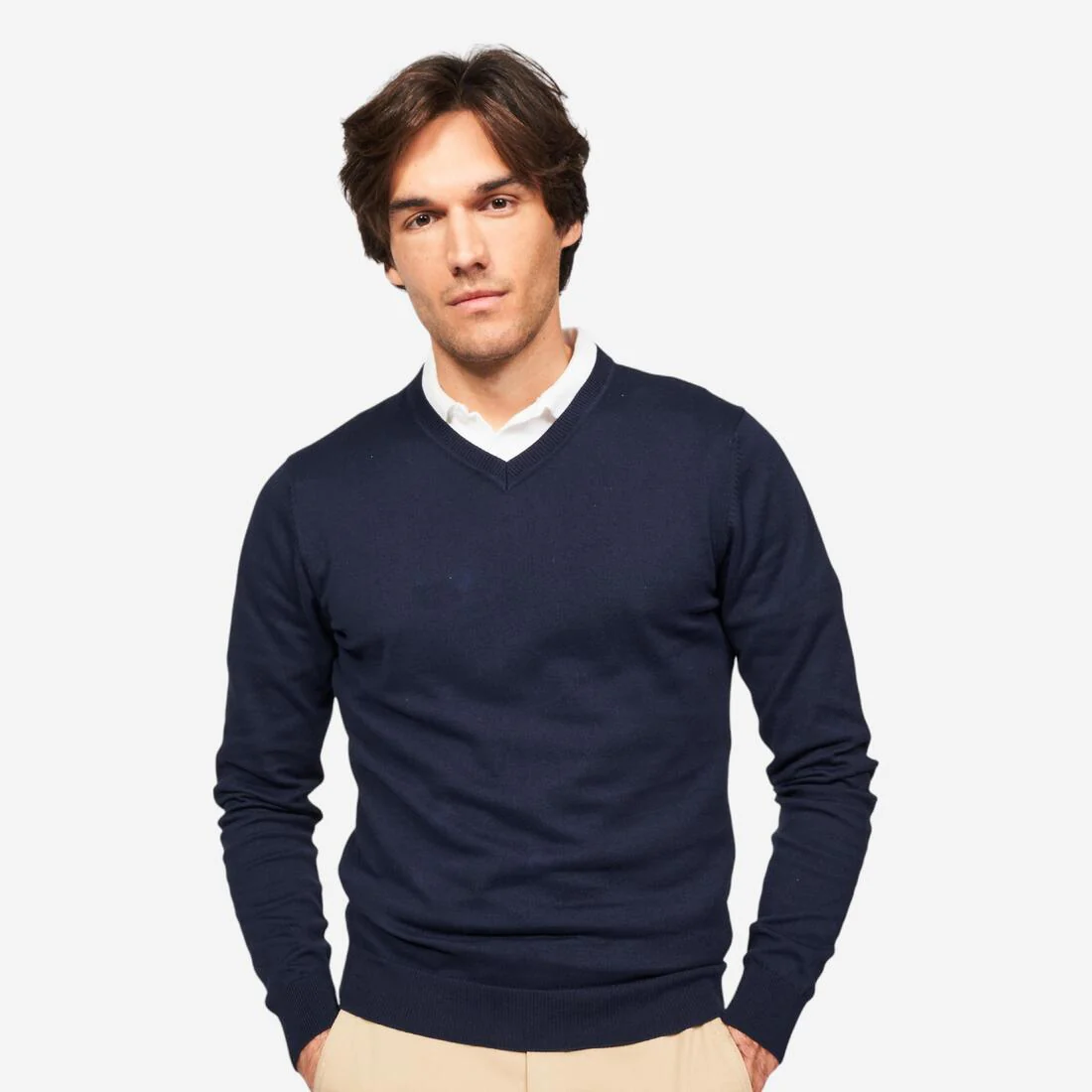 Jersey de golf 100 % algodón cuello en V hombre, MW100 - Image 2
