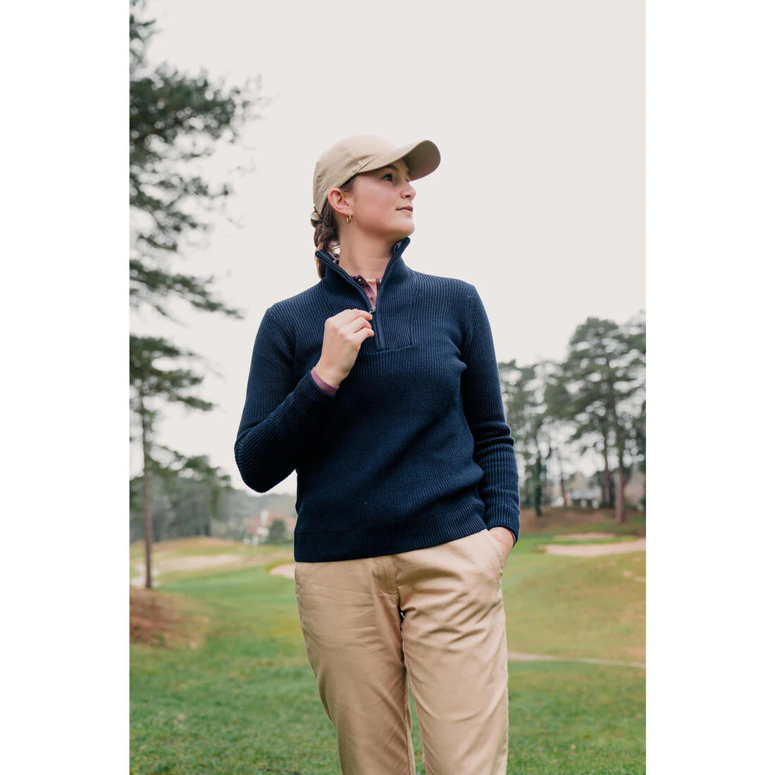 Jersey de golf con cremallera mujer, MW500 marino - Image 6