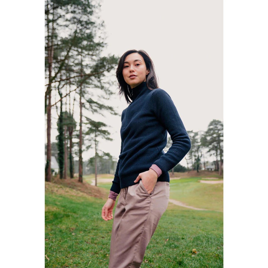 Jersey de golf con cremallera mujer, MW500 marino - Image 8