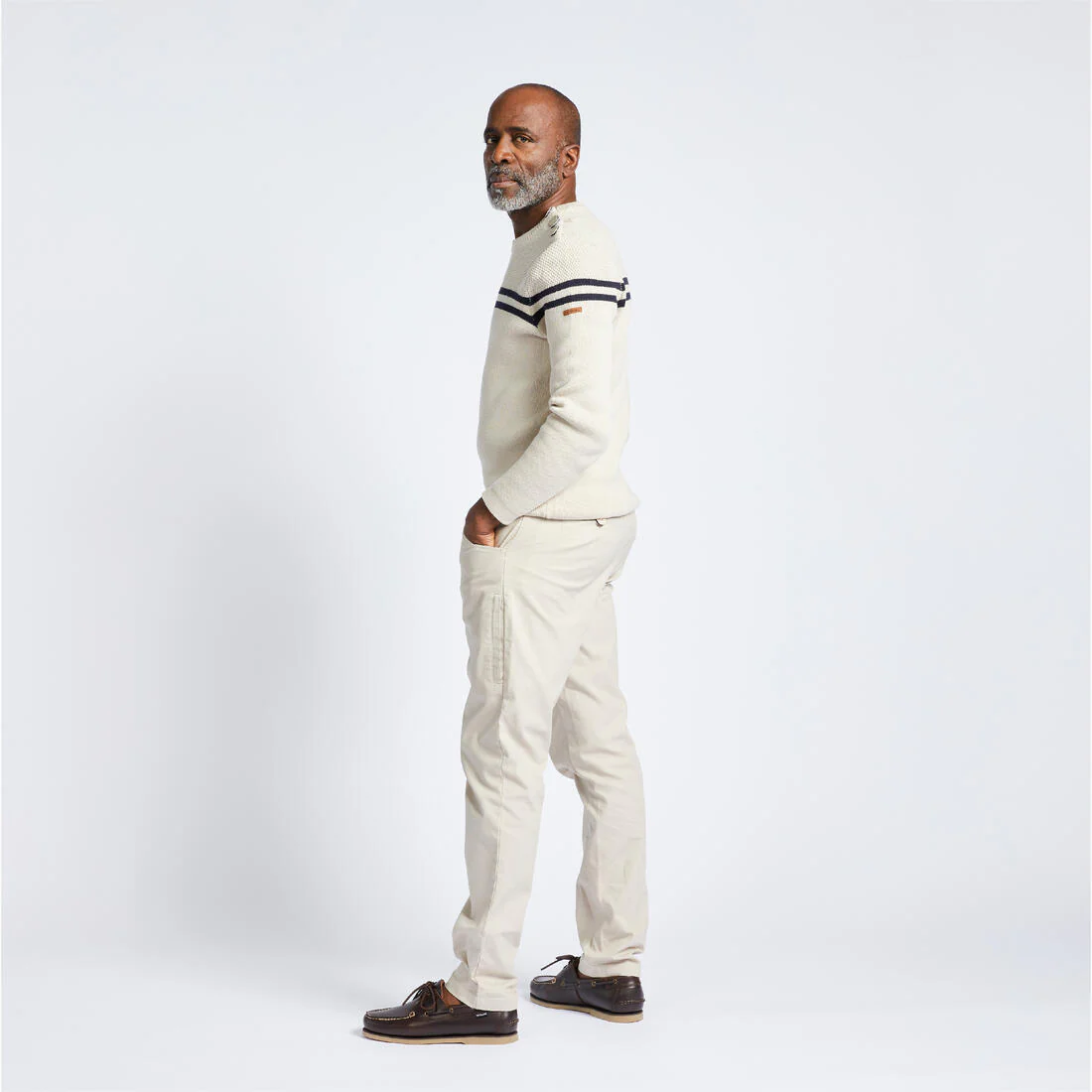 Jersey marinero Hombre algodón beige rayas - Image 11