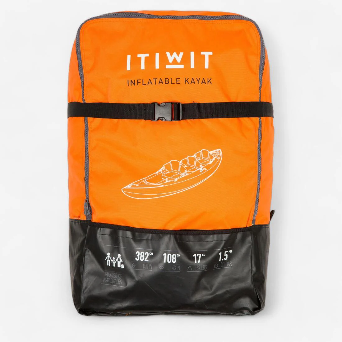 Kayak hinchable de travesía Itiwit 100 2 o 3 plazas naranja - Image 10