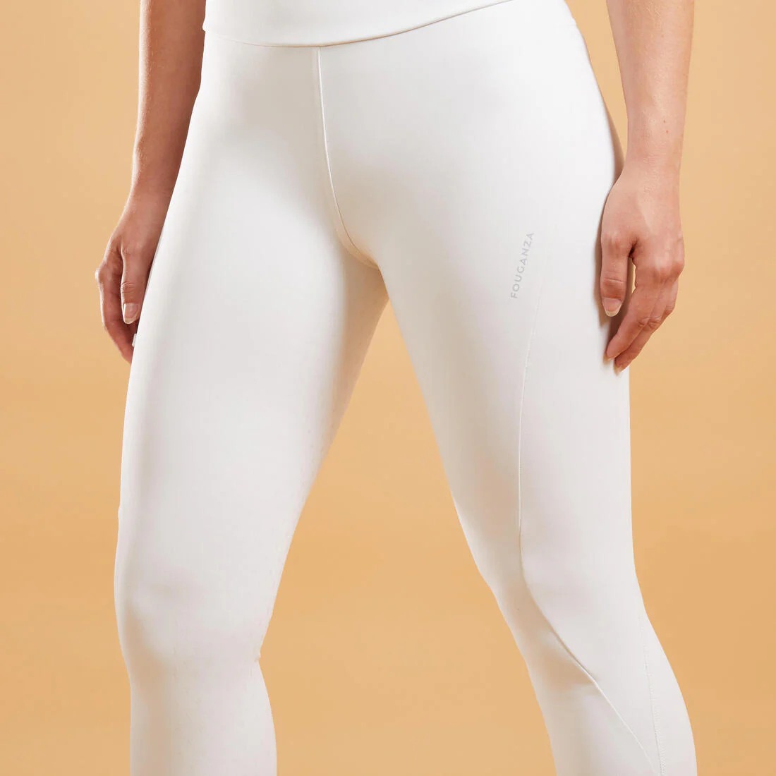 Leggings Competición Equitación 500 Fullgrip Mujer Blanco - Image 3
