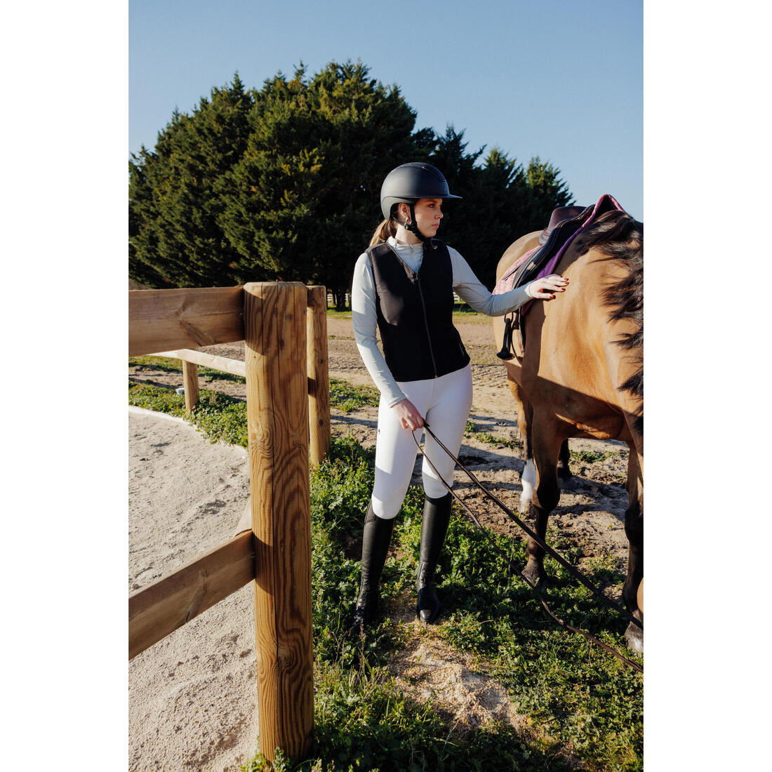 Leggings Competición Equitación 500 Fullgrip Mujer Blanco - Image 9