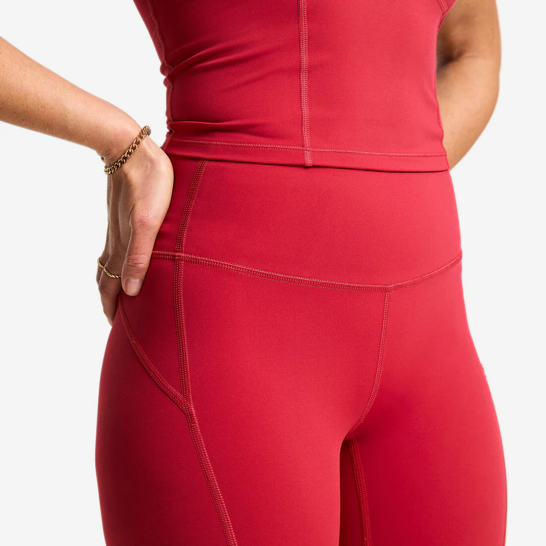 Leggings Deportivos Mujer Rojo Oscuro Talle Alto Moldeadores - Image 9
