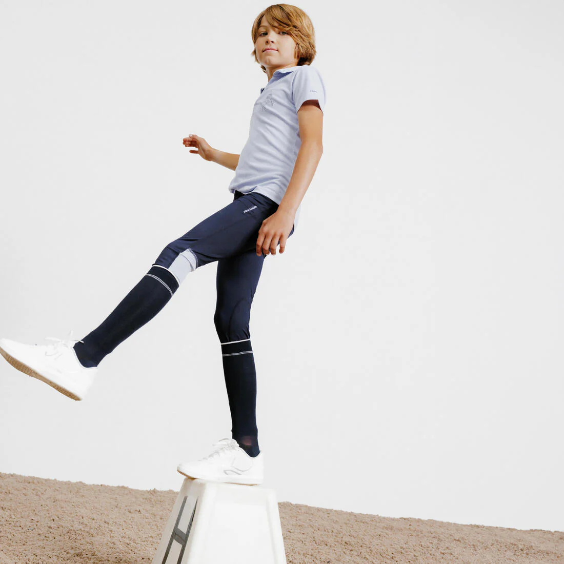 Leggings Equitación 100 Niños Azul Marino-Violeta Lavanda Ligeros - Image 3