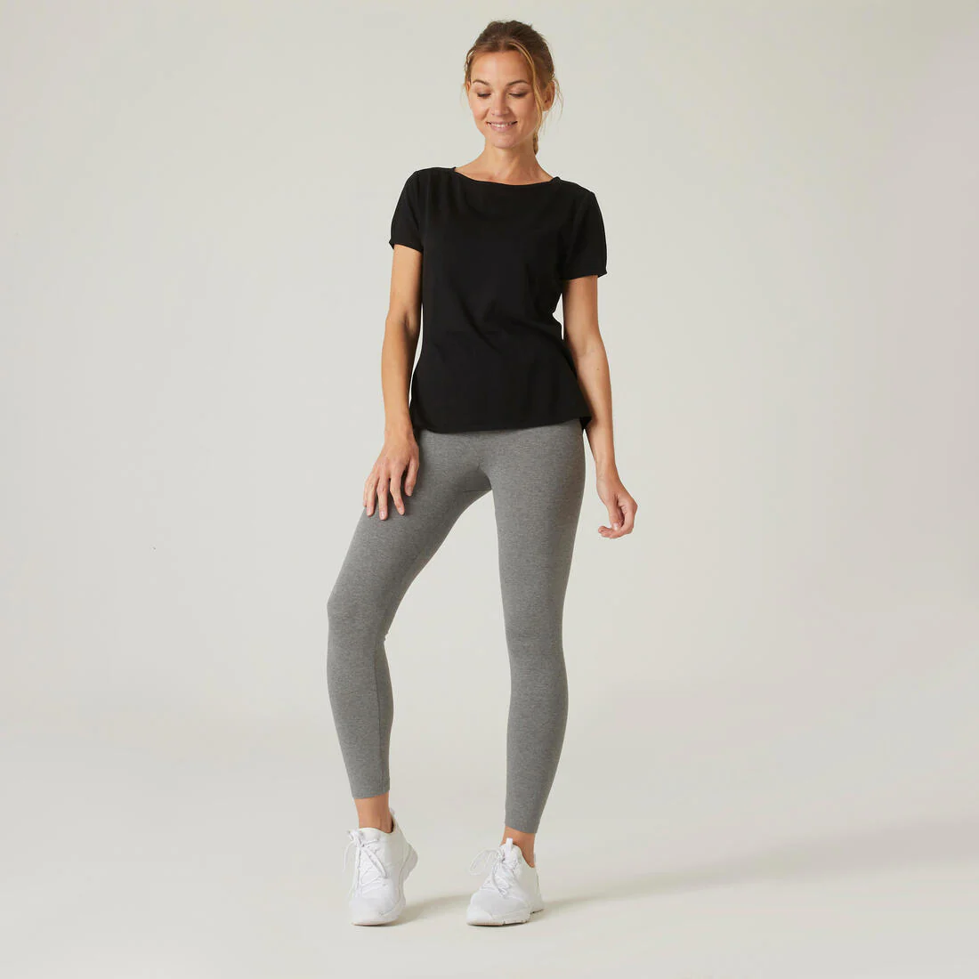 Leggings Fitness Mujer Gris Corte Slim - Image 3