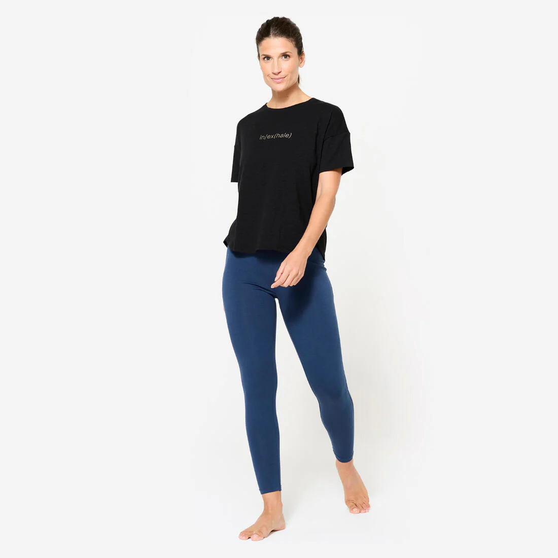 Leggings Yoga Suave Mujer Azul Marino Talle Alto - Image 2