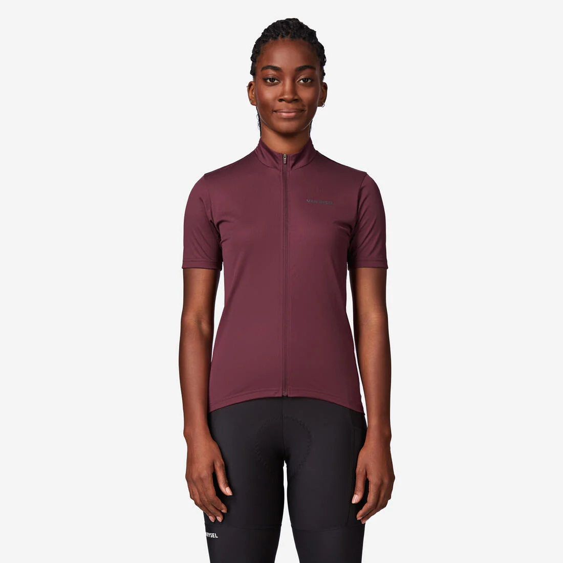 Maillot Ciclismo Carretera Essential Mujer Burdeos Manga Corta