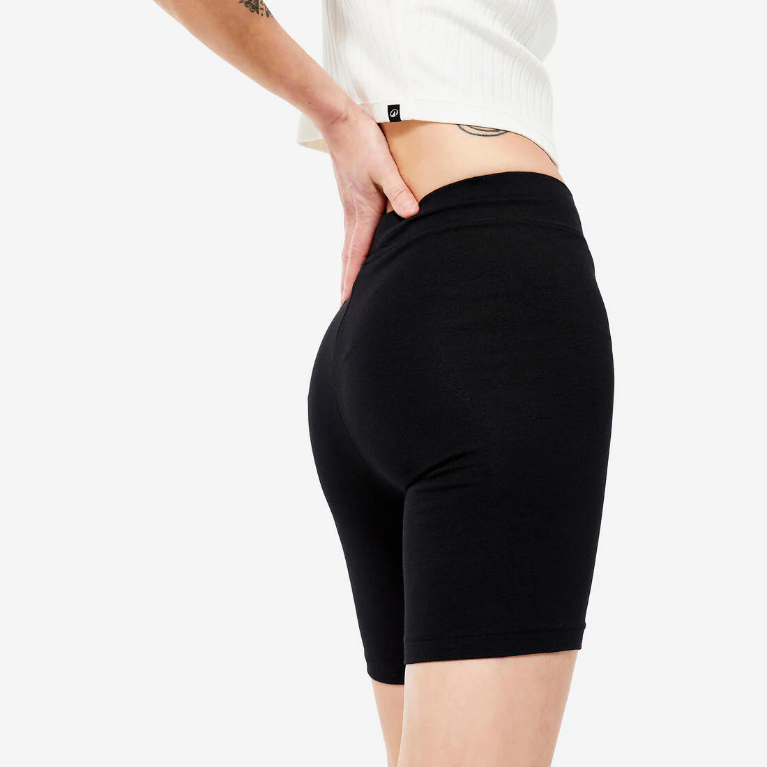 Mallas Ciclistas Algodón Fitness Mujer Negro - Image 4