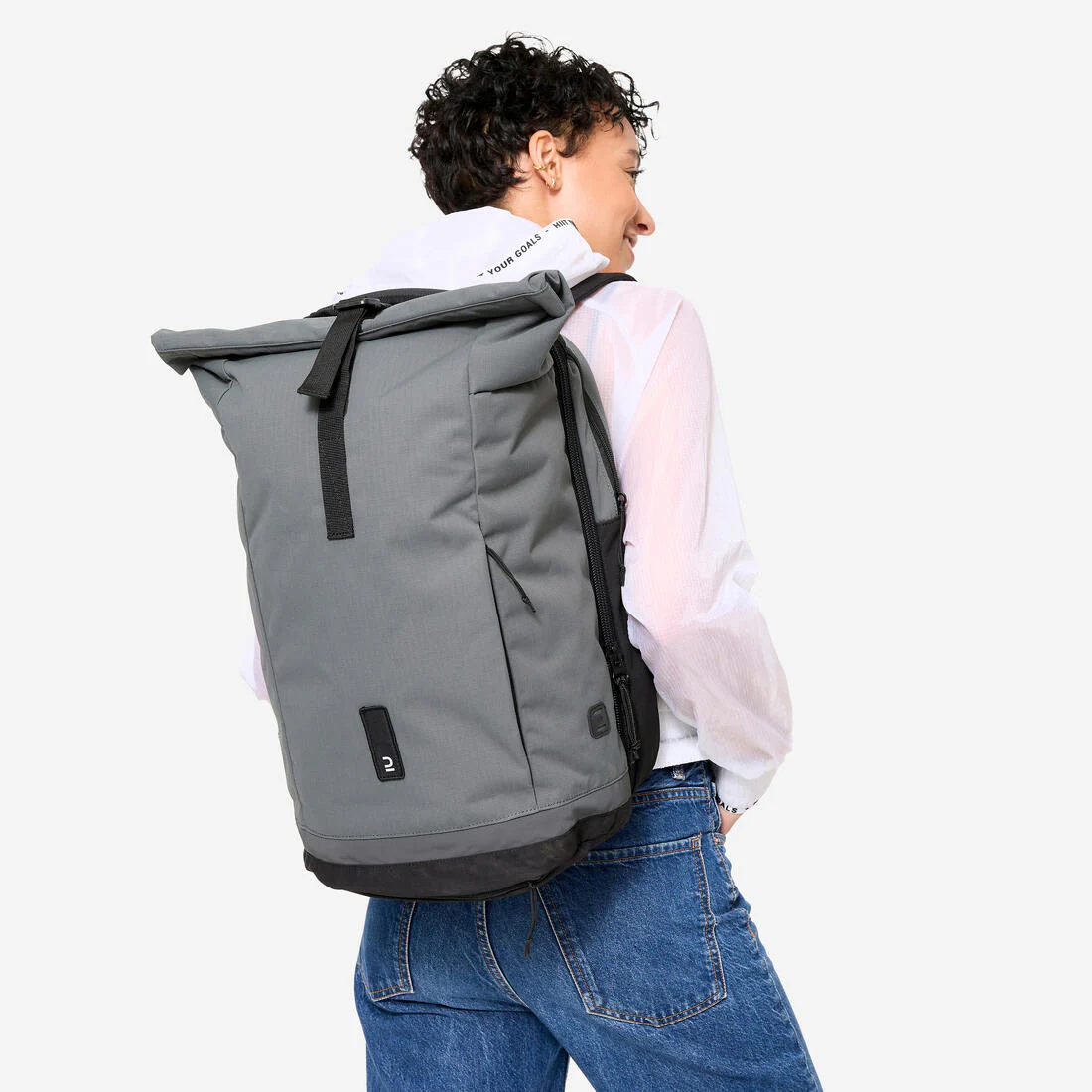 Mochila/Alforja Doble Para Portaequipajes Bici Verde Gris 27 Litros - Image 3