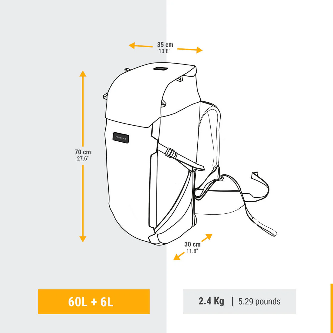 Mochila de montaña y trekking 60+6L Mujer Forclaz Travel 900. Funda impermeable - Image 2