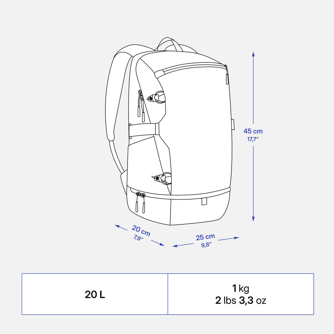 Mochila de montaña y trekking bolsillo nevera 20L Quechua NH500 - Image 3