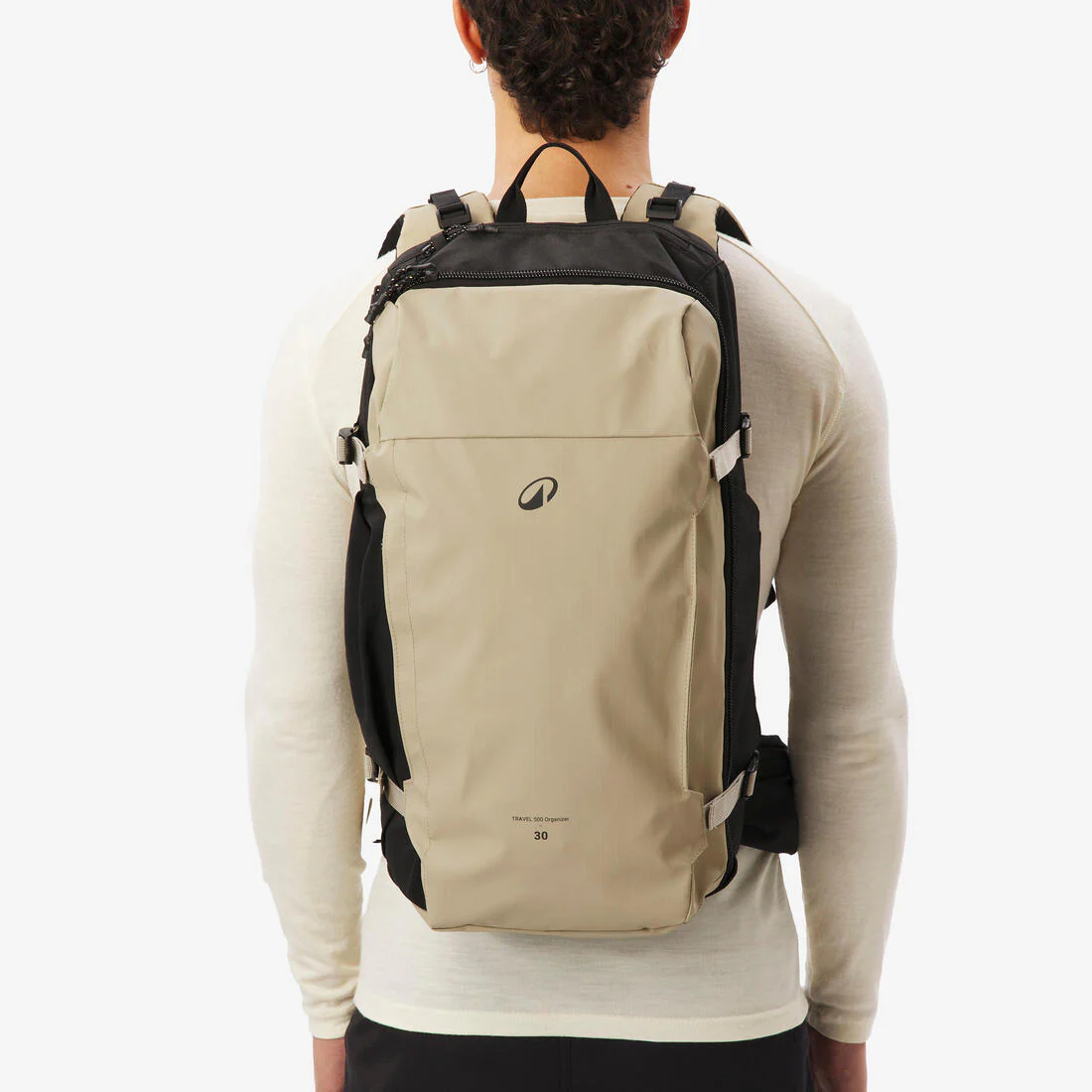Mochila de montaña y viaje apertura tipo maleta 30L Travel 500 Organizer beige - Image 3