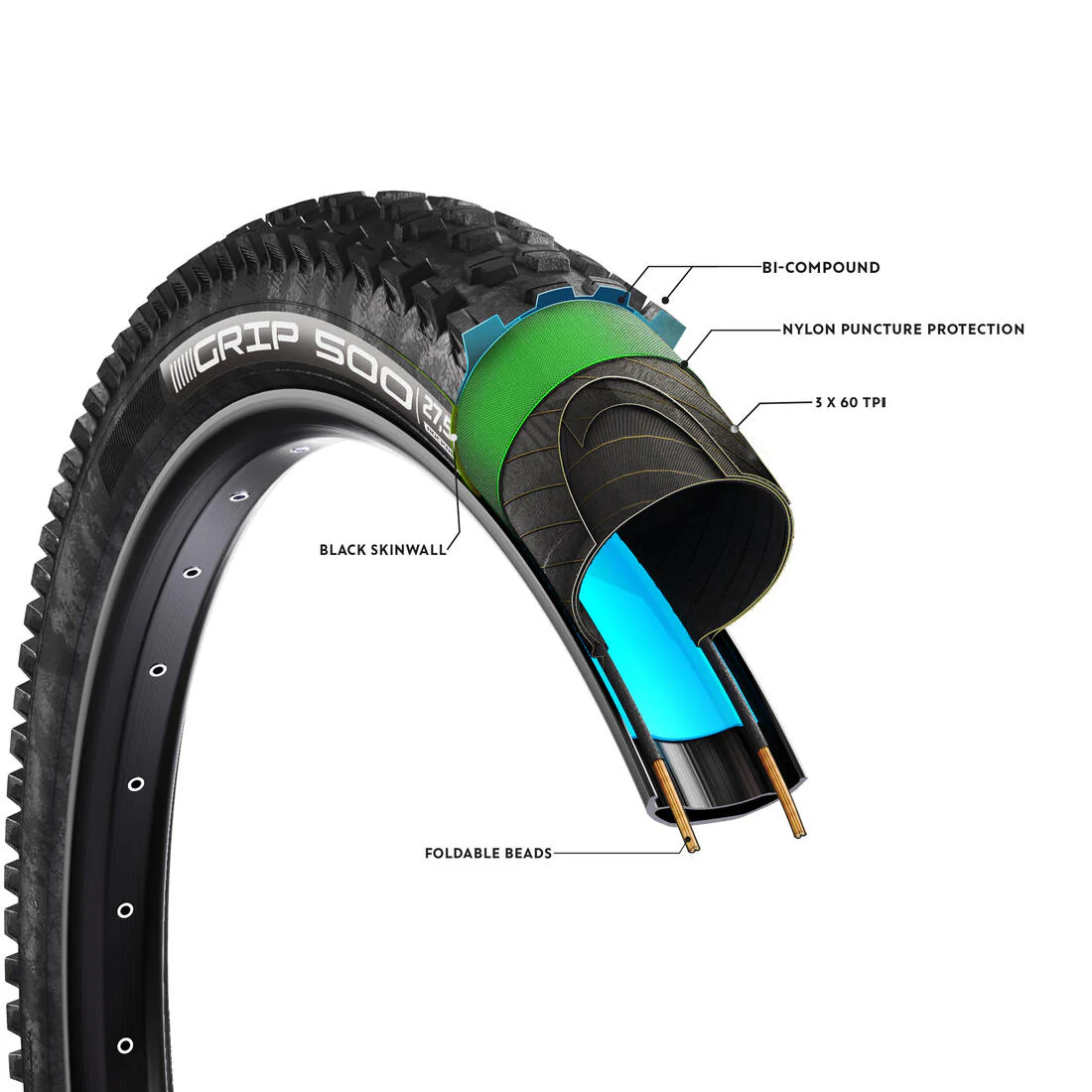 Neumático MTB Rockrider Grip 500 E+ 27,5'x2,6 - Image 4