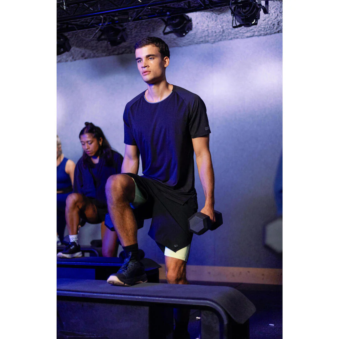 Pantalón Corto Cross Training Hombre Negro-Amarillo Celliant Transpirable Ligero - Image 11