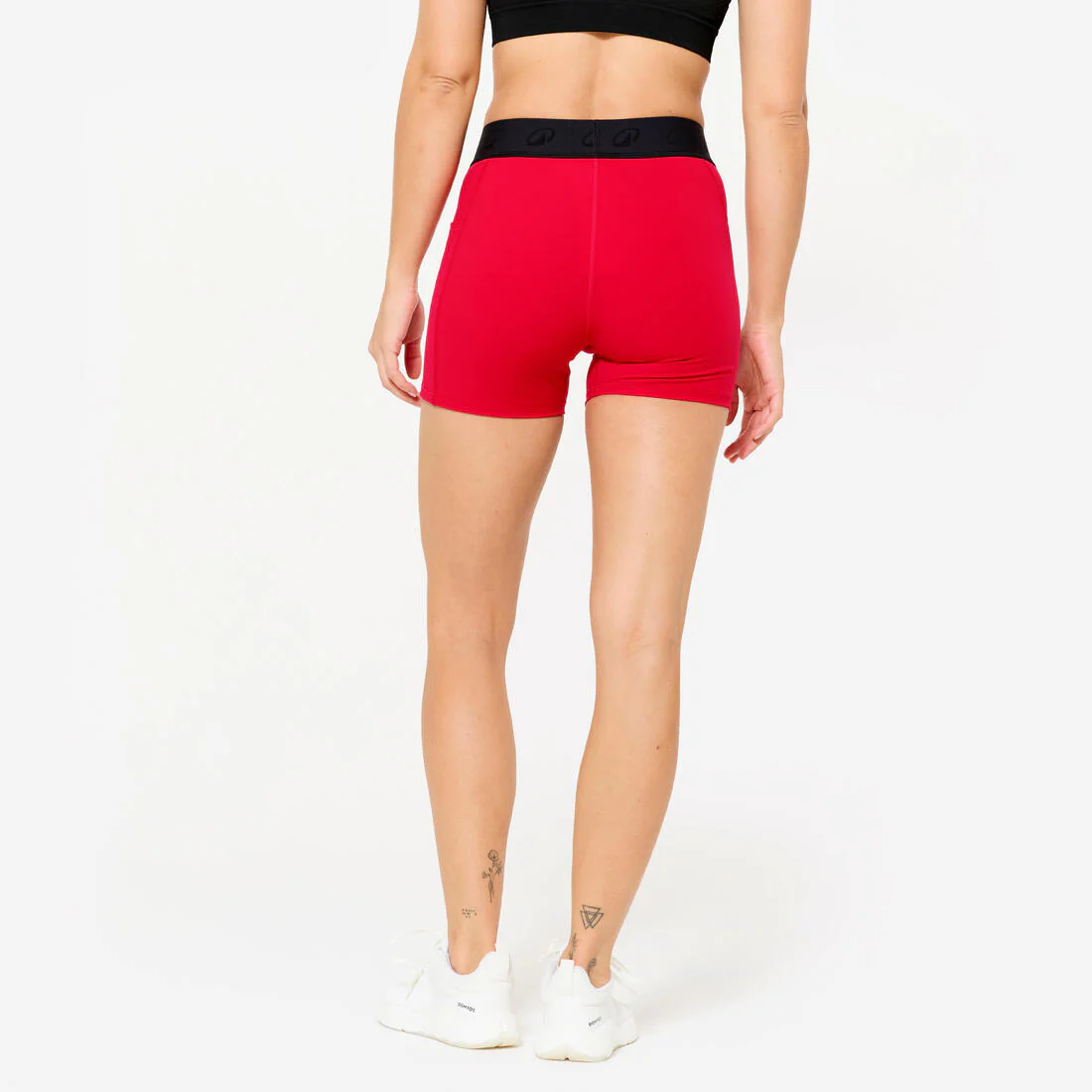Pantalón Corto Fitness Mujer Rojo Talle Alto Cintura Elástica - Image 4