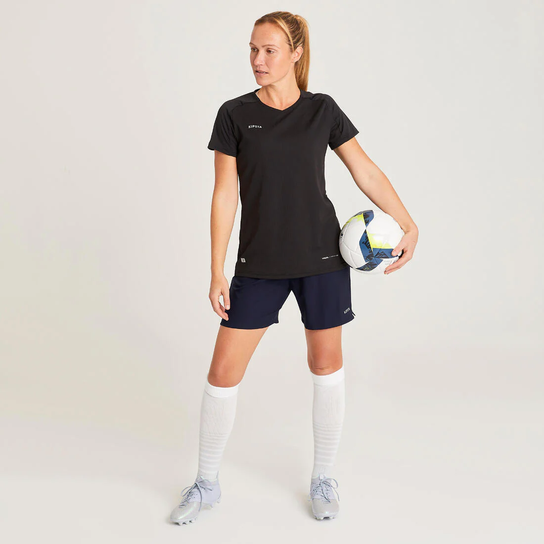Pantalón Corto Fútbol Mujer Kipsta F500 Negro - Image 5