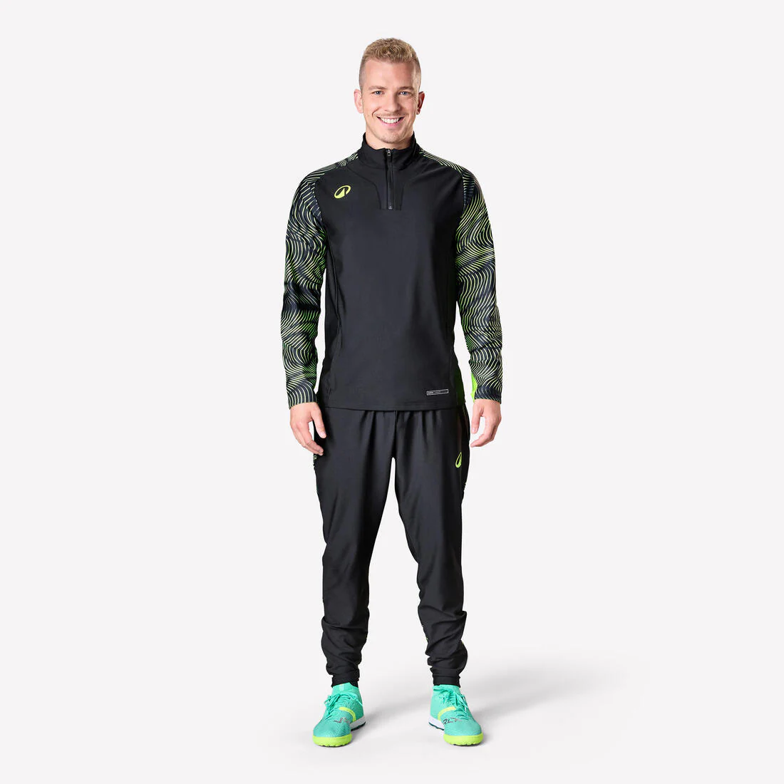 PANTALÓN DE ENTRENAMIENTO DE FÚTBOL ADULTO VIRALTO WAVE  NEGRO Y AMARILLO FLUO - Image 3