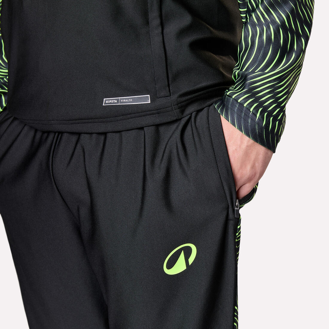 PANTALÓN DE ENTRENAMIENTO DE FÚTBOL ADULTO VIRALTO WAVE  NEGRO Y AMARILLO FLUO - Image 9