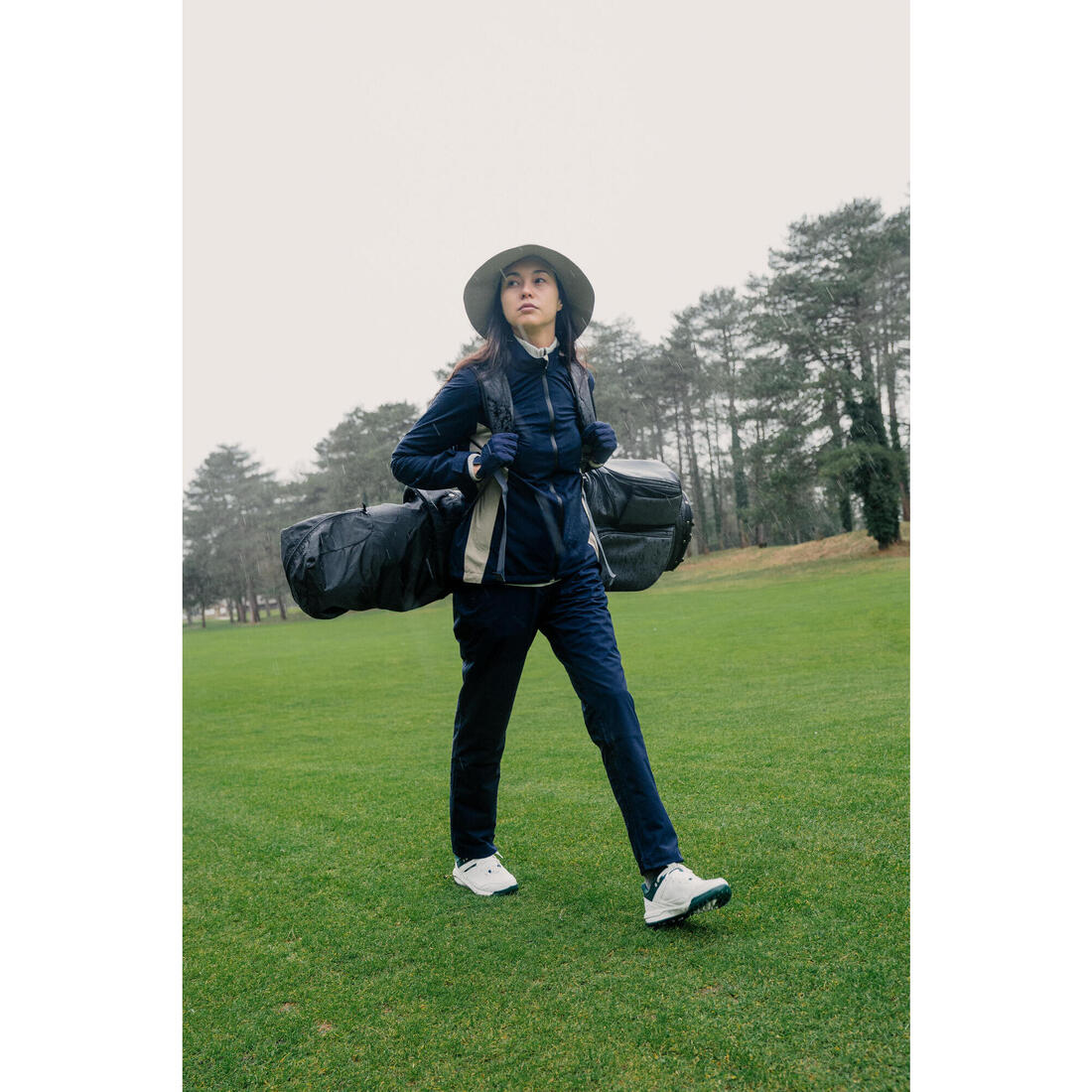 Pantalón de lluvia de golf impermeable Mujer, RW500 azul marino - Image 13