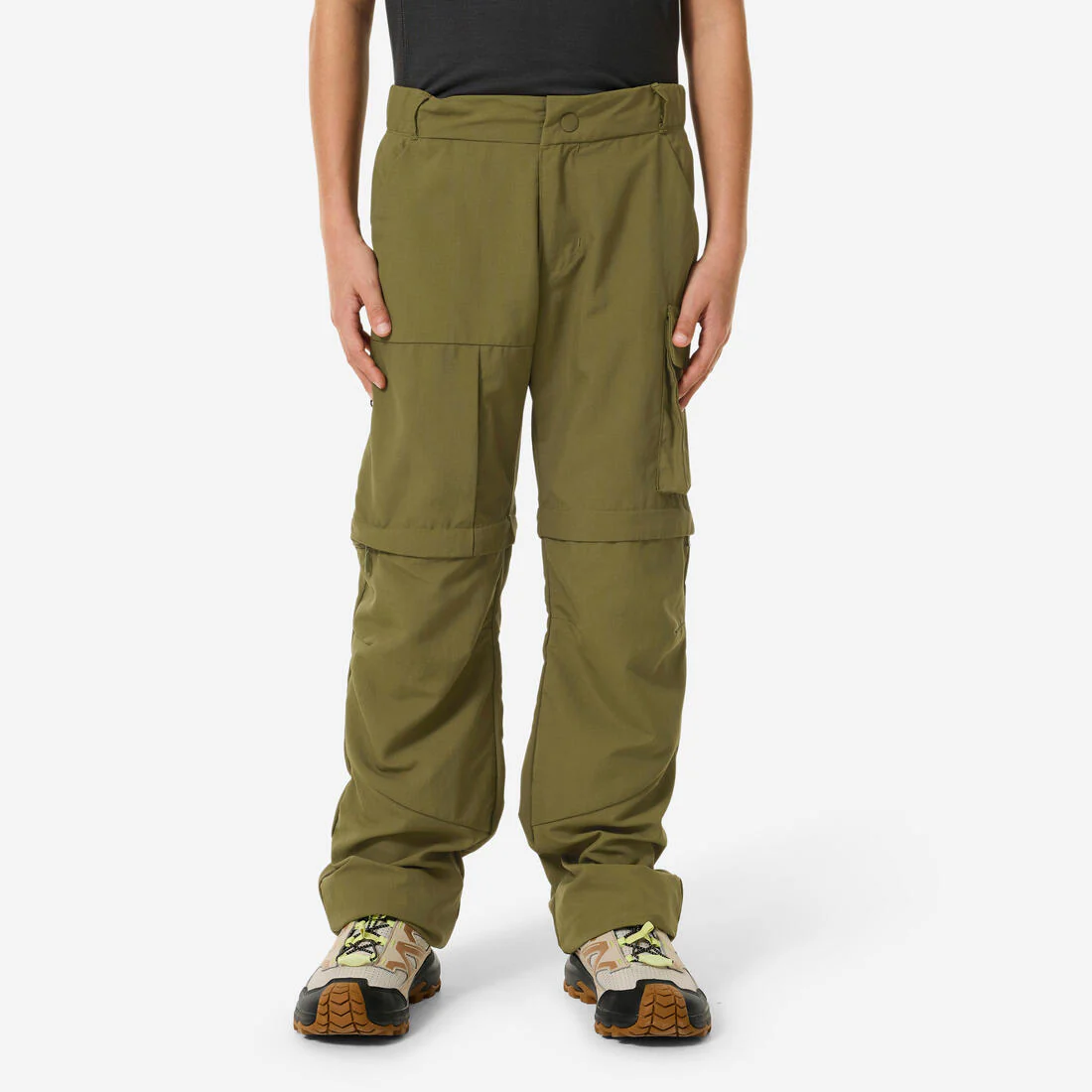 Pantalón transformable de senderismo niños 7-15 años, MH500 verde