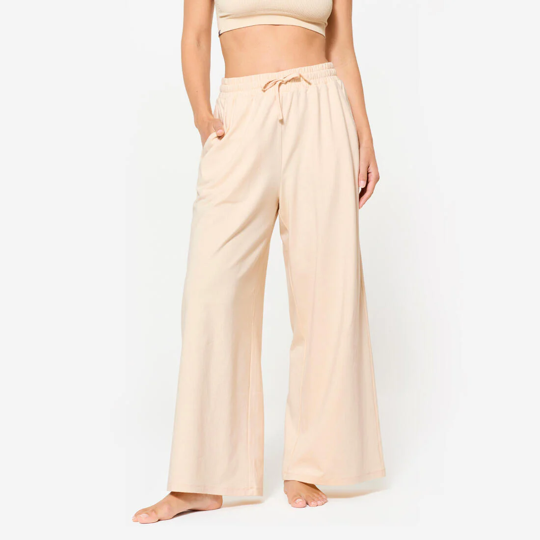 Pantalón flare fitness 520 Mujer Domyos blanco roto