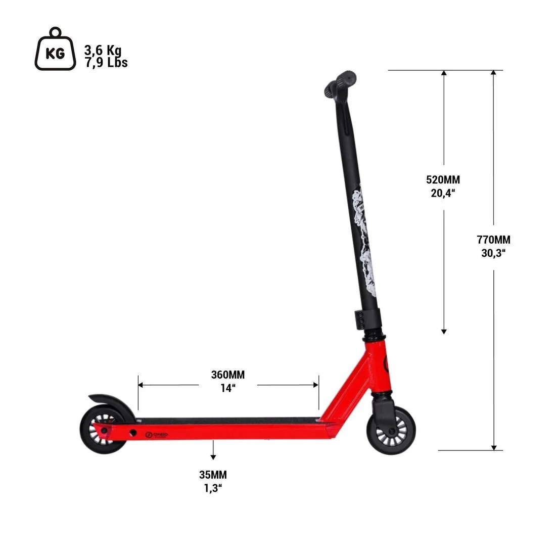 Patinete Scooter Freestyle Niños Oxelo MF One Rojo - Image 7