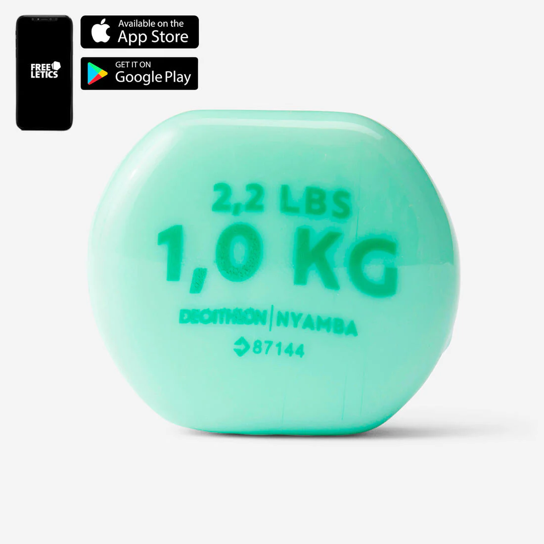 Pesas 2 x 1Kg de vinilo Fitness Gimnasia en casa Pilates Nyamba Verde - Image 3