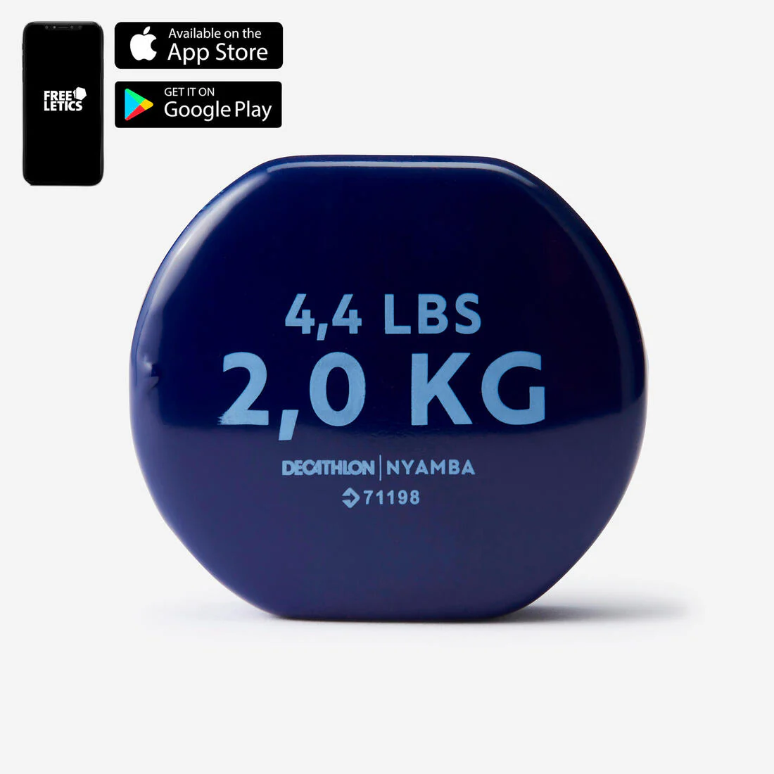Pesas 2 x 2Kg de vinilo Fitness Gimnasia en casa Pilates Nyamba Azul Oscuro - Image 2