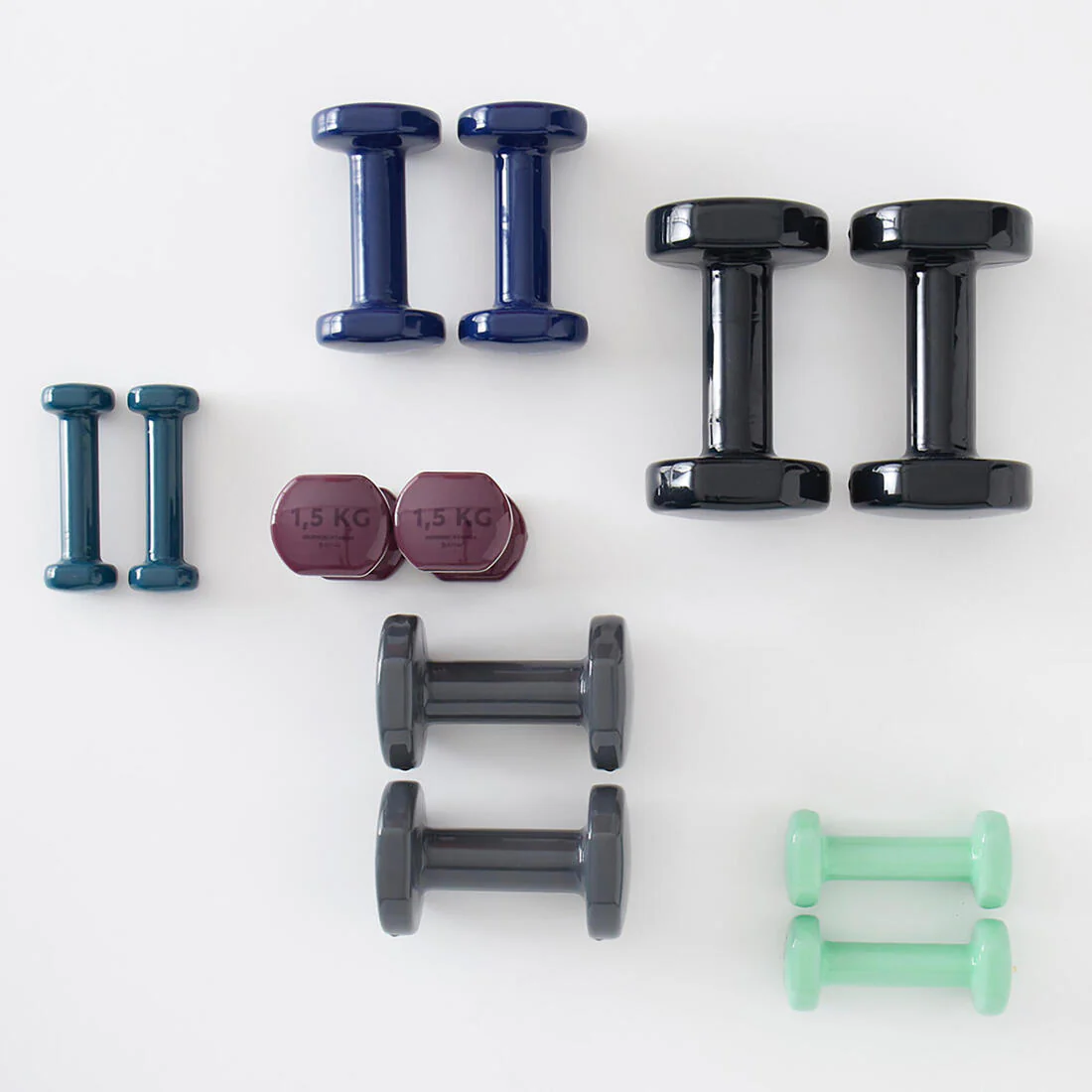 Pesas 2 x 5Kg de vinilo Fitness Gimnasia en casa Pilates Nyamba Negro - Image 3
