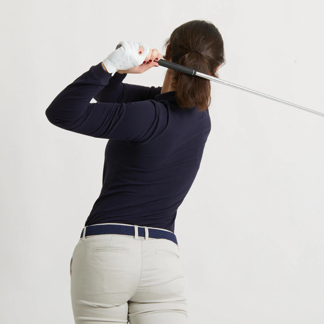 Polo de golf algodón manga larga Mujer - Inesis MW500 azul marino - Image 3