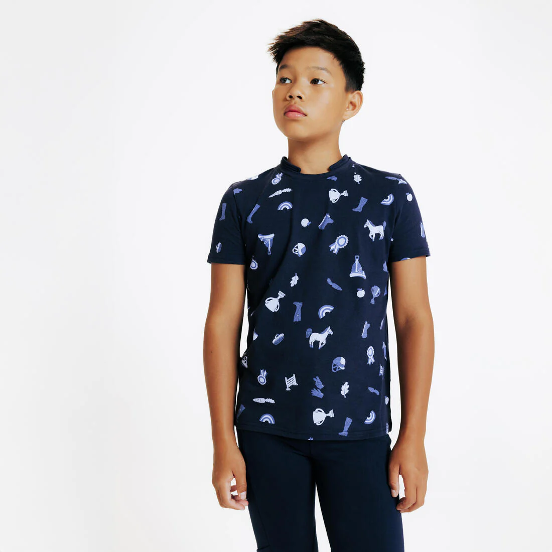 Polo Equitación Magic Niños Blanco Estampado Manga Corta