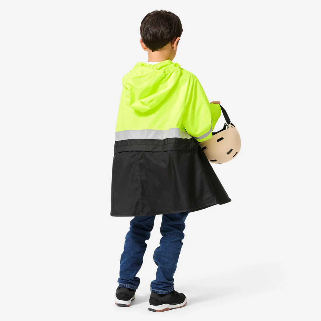 Poncho ciclismo niños Visibilidad Diurna/Nocturna Impermeable Negro-Amarillo - Image 2