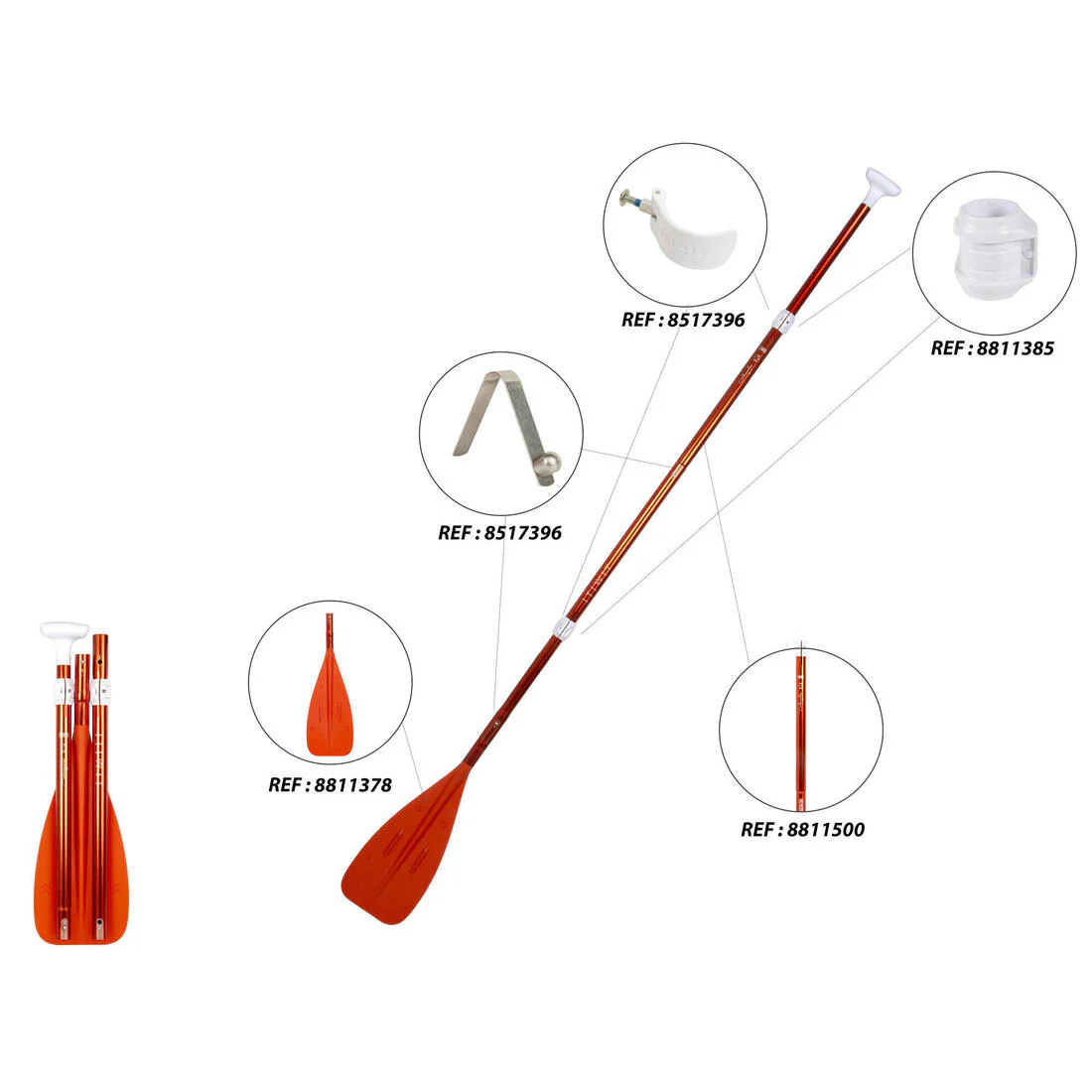 Remo Stand Up Paddle 100 Compacto 5 Partes Ajustable 160-220 cm - Image 4