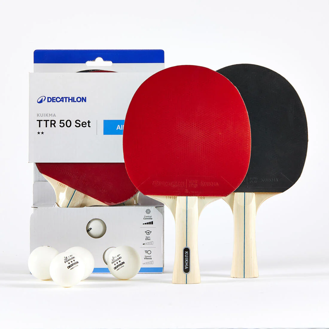 SET DE 2 PALAS TTR 50 POLIVALENTES 2* INICIACIÓN + PELOTAS