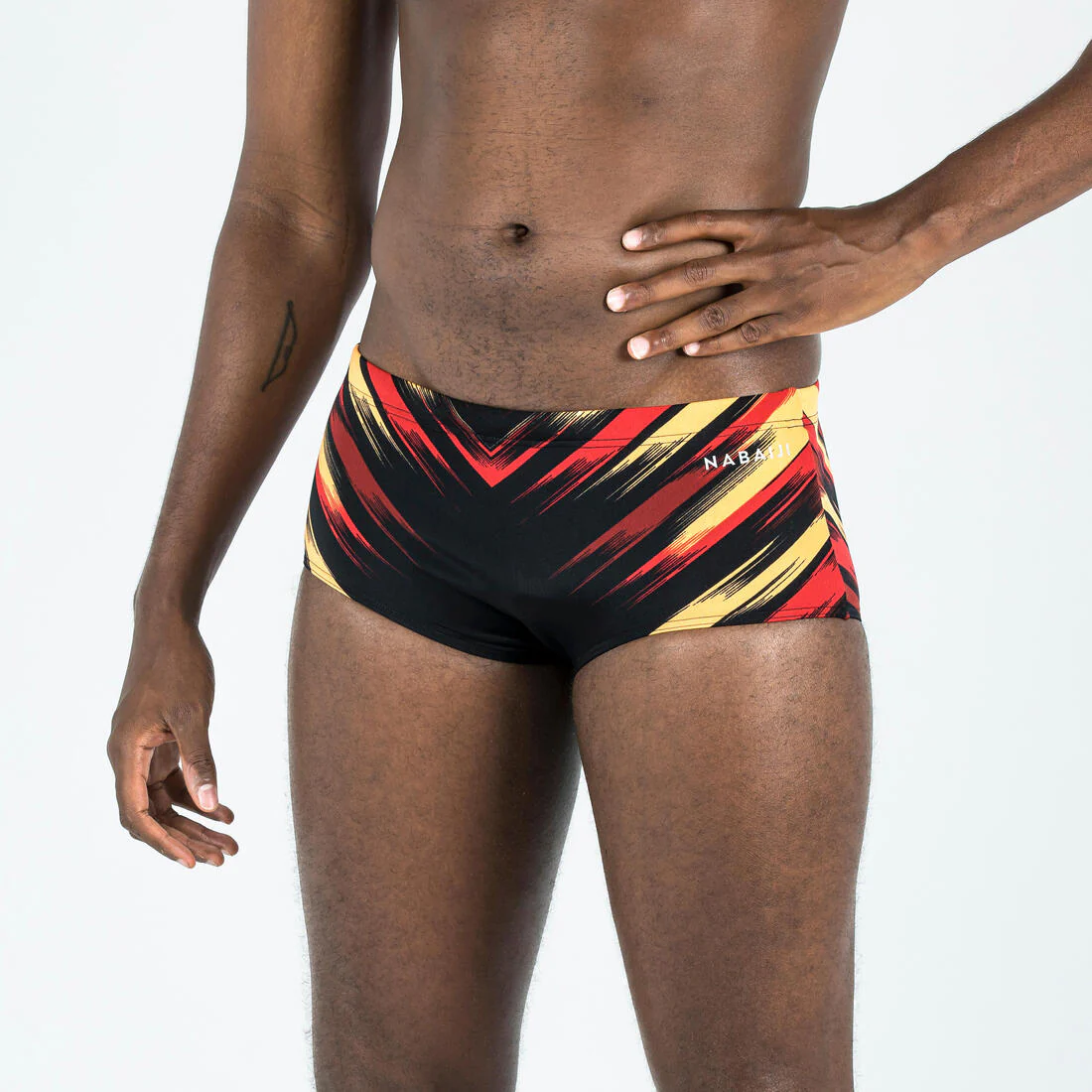 Slip Natación 900 Hombre Negro-Rojo Blast