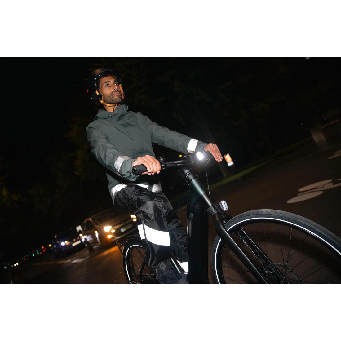 Sobrepantalón ciclismo urbano impermeable hombre Btwin 540 negro - Image 11