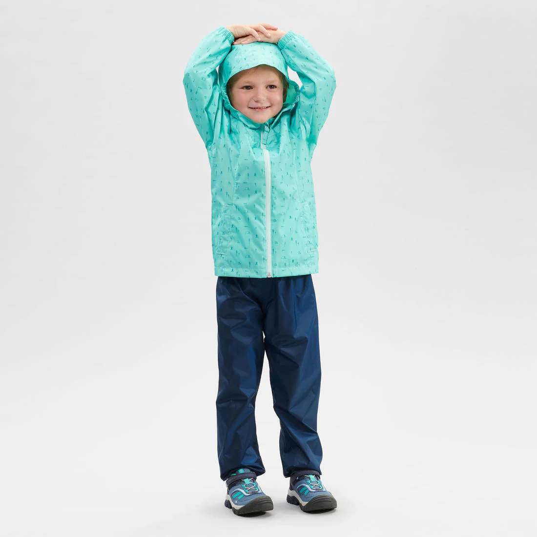 Sobrepantalón de senderismo impermeable niños 2-6 años, MH100 azul negro - Image 3