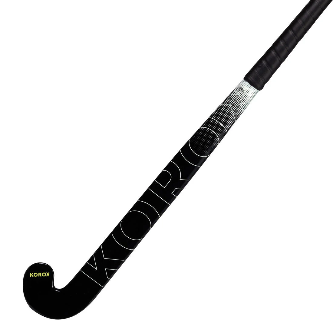 Stick de hockey sobre hierba adulto iniciación fibra de vidrio midbow FH100 negro blanco - Image 4