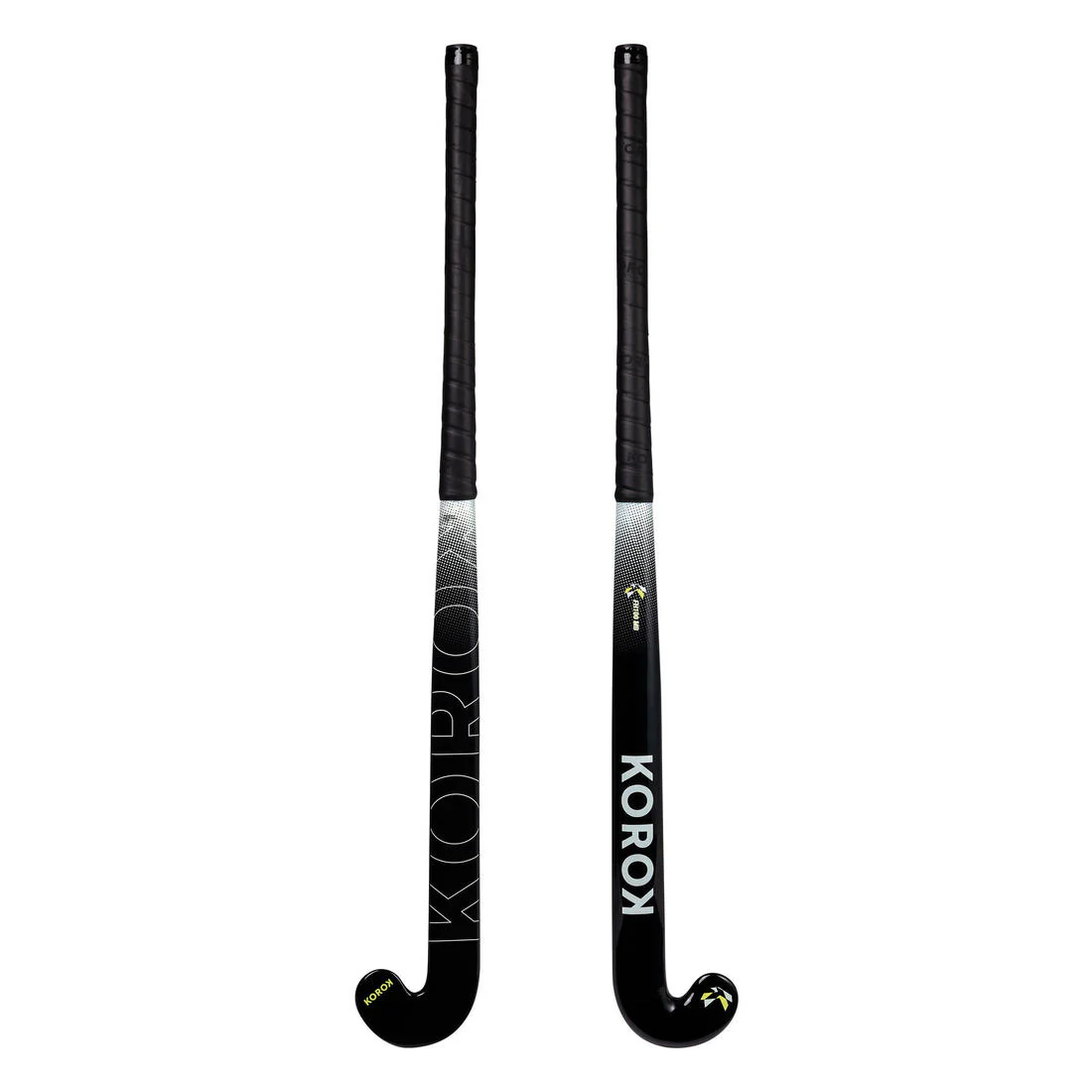 Stick de hockey sobre hierba adulto iniciación fibra de vidrio midbow FH100 negro blanco - Image 6