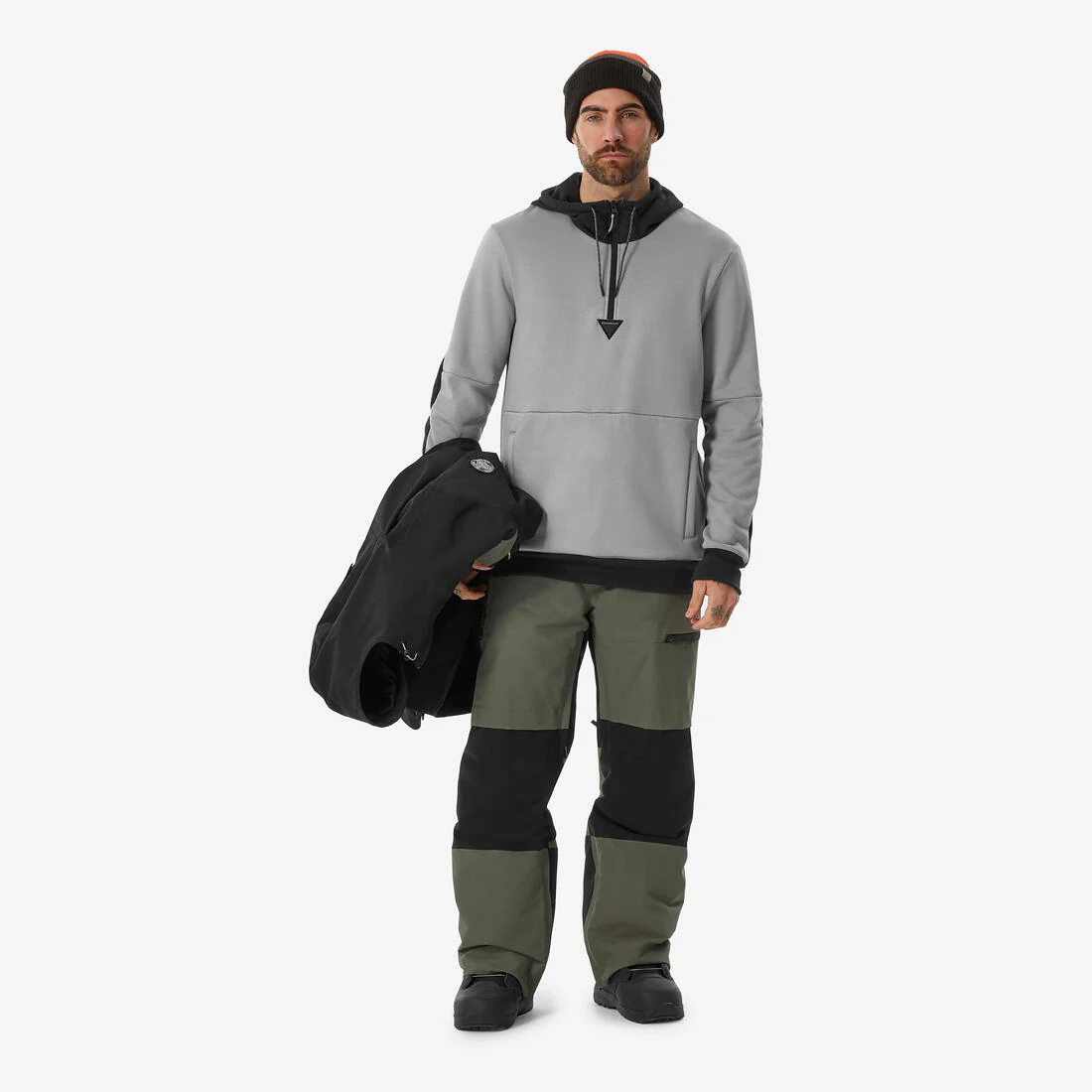 Sudadera con capucha 1/2 cremallera esquí y snowboard hombre, 100 gris - Image 3