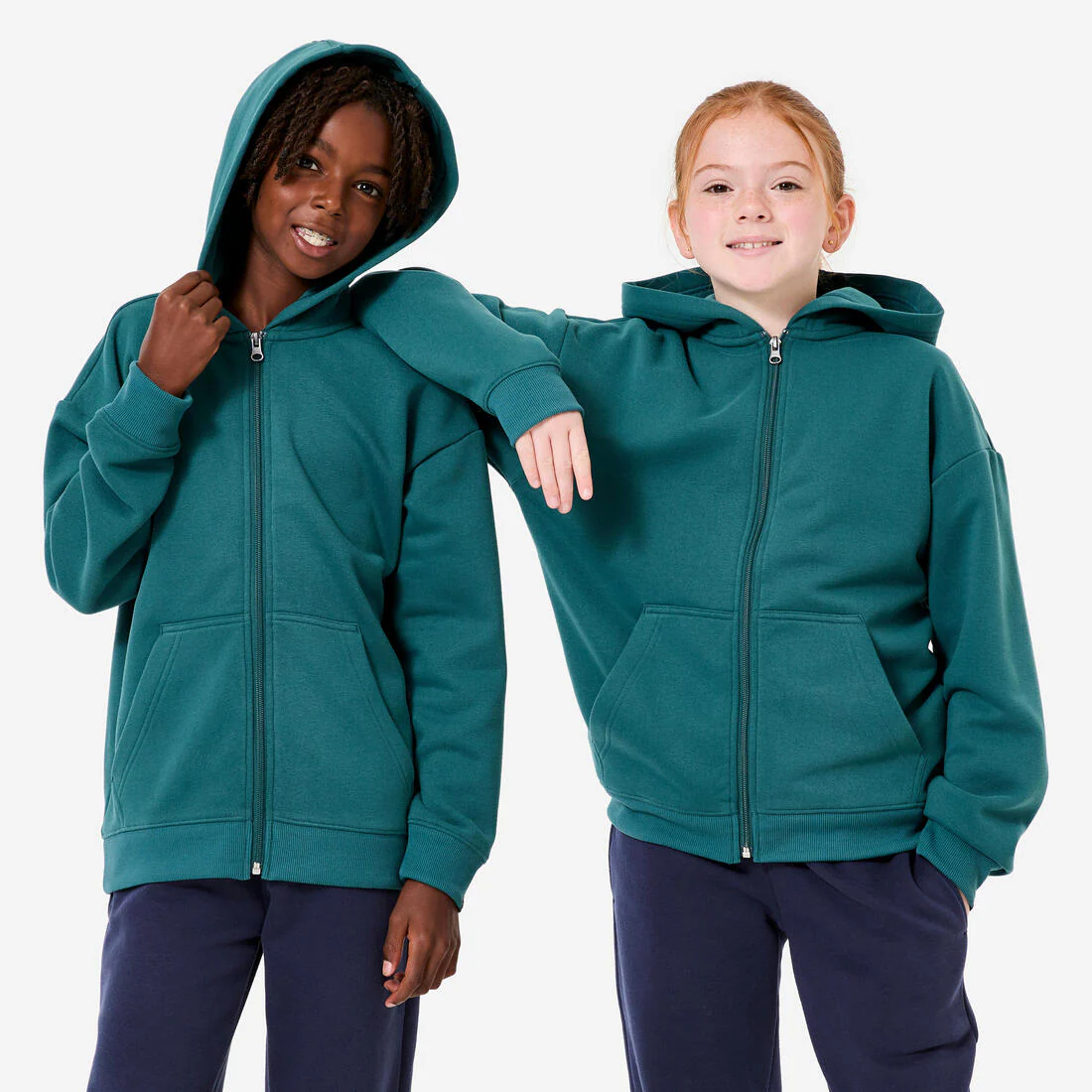 Sudadera Verde Oscuro Holgada Cremallera Capucha